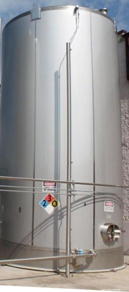 Used "16,000-GALLON MODEL ""D"" BEVERAGE GRADE, SINGLE WALL, VERTICAL, CYLINDRICAL, WELDED, STAINLESS STEEL, ABOVE GROUND TANK - MUELLER – S/N 408527-2, FE-300252: Design: UL-142, No stamp at 100º F,...