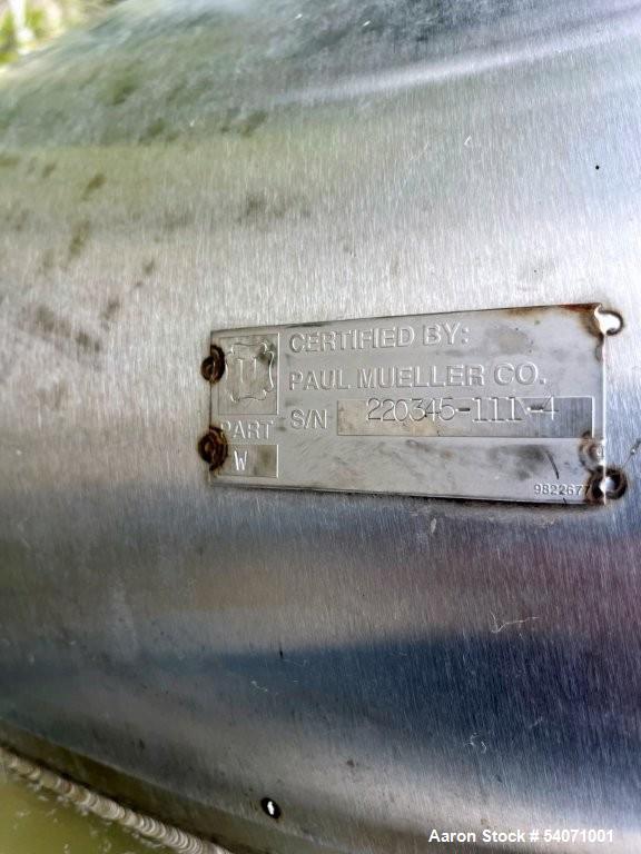 Used Mueller Stainless Steel Tank | Approx. 10,000 Gallon | Dish Top | Cone Bottom | 25' Height