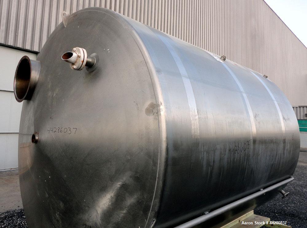 Used Perma-San Tank, 5000 Gallon, Model CVF, 316 Stainless Steel, Vertical. 108" Diameter x 129" straight side, cone top, flat bottom. Openings top 3" tri-clamp, 20" Diameter top man way with cover. ...