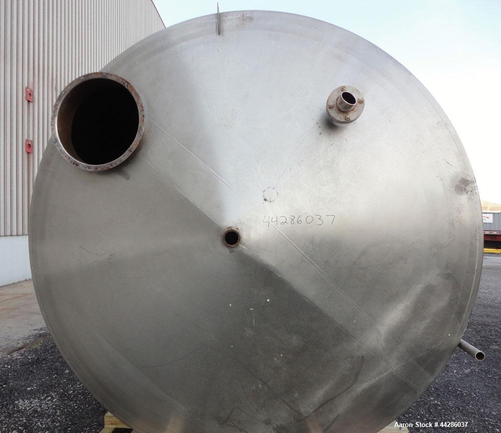 Used Perma-San Tank, 5000 Gallon, Model CVF, 316 Stainless Steel, Vertical. 108" Diameter x 129" straight side, cone top, flat bottom. Openings top 3" tri-clamp, 20" Diameter top man way with cover. ...