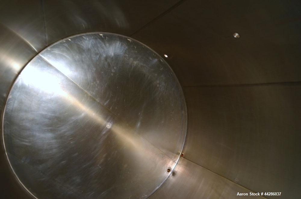Used Perma-San Tank, 5000 Gallon, Model CVF, 316 Stainless Steel, Vertical. 108" Diameter x 129" straight side, cone top, flat bottom. Openings top 3" tri-clamp, 20" Diameter top man way with cover. ...