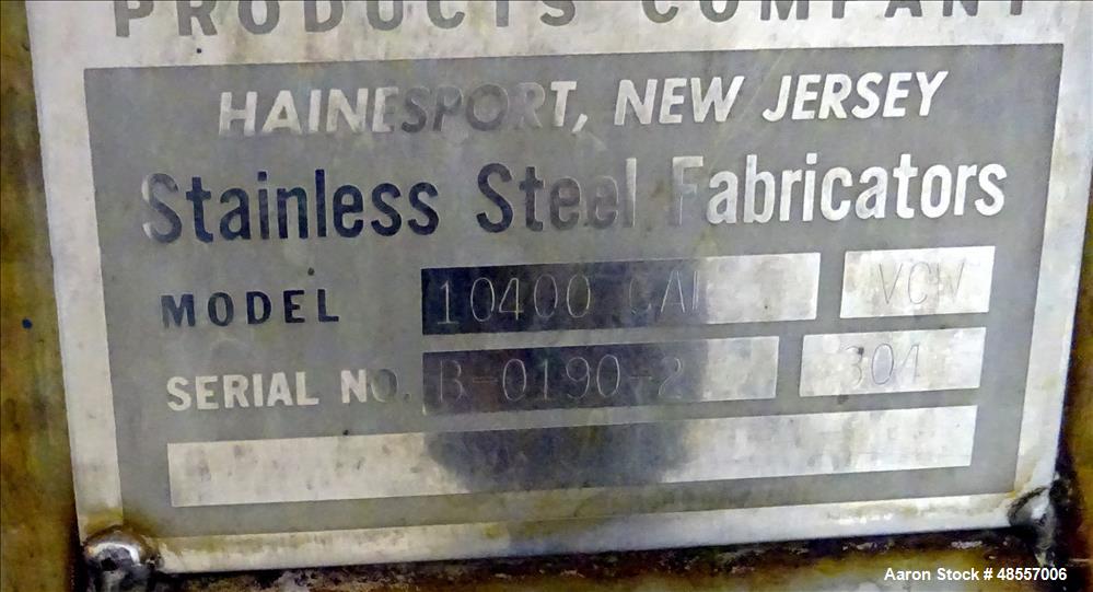Used Perry Equipment Co Tank, Model 10400 GAL VCW, 10,400 Gallon, 304 Stainless