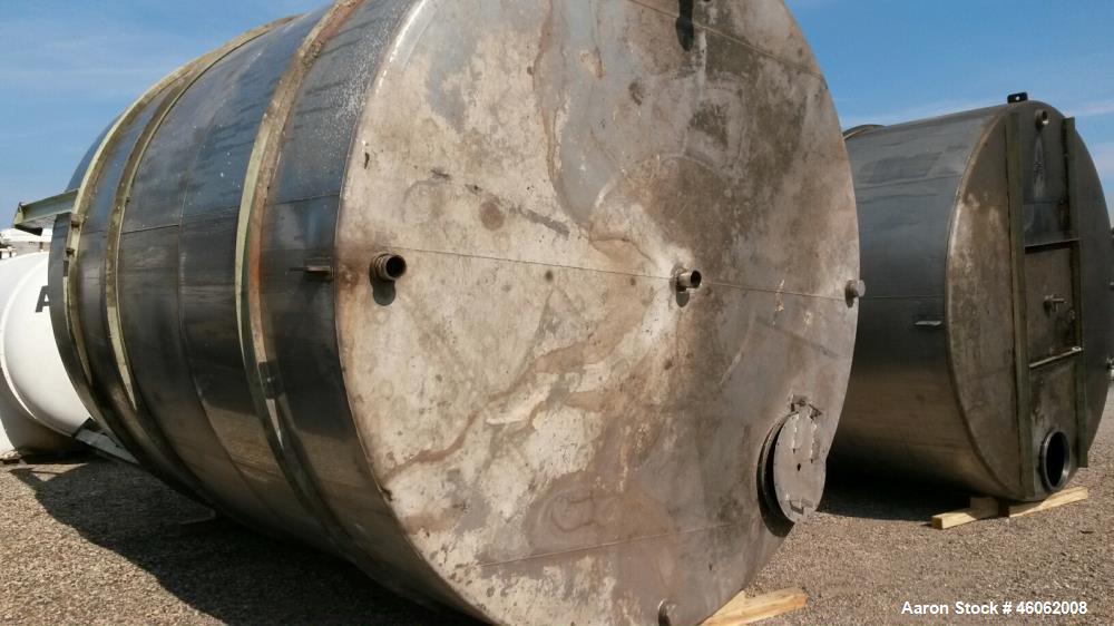 Used Perry 10,500 Gallon 316 Stainless Steel Storage Tank. Approx. 11' Diameter x 14' Straight Side. Cone Bottom. Mounted on 6 I-Beam legs. Approx. 3" CBO. Serial Number B.2523-1. Model VCCX. Built 1...