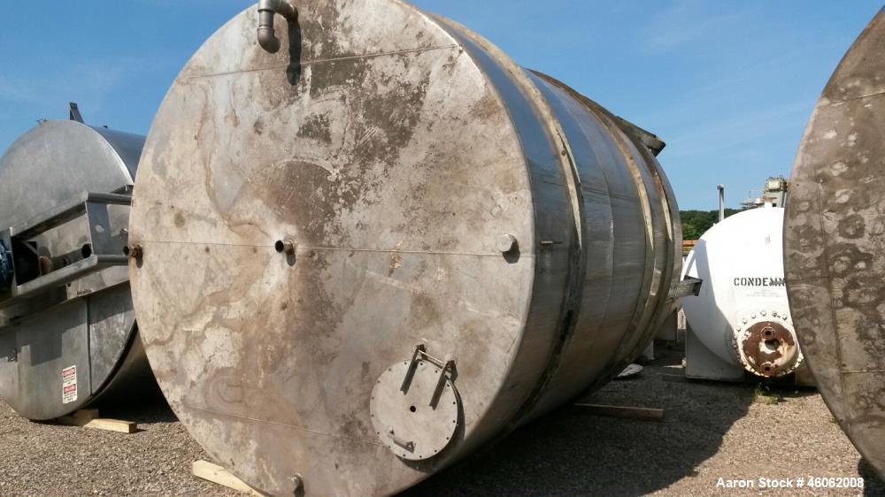 Used Perry 10,500 Gallon 316 Stainless Steel Storage Tank. Approx. 11' Diameter x 14' Straight Side. Cone Bottom. Mounted on 6 I-Beam legs. Approx. 3" CBO. Serial Number B.2523-1. Model VCCX. Built 1...