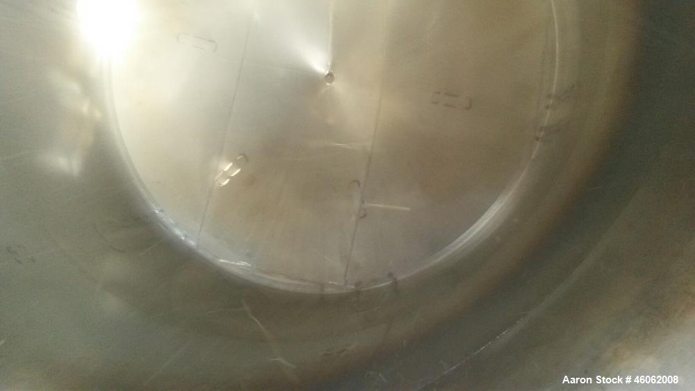Used Perry 10,500 Gallon 316 Stainless Steel Storage Tank. Approx. 11' Diameter x 14' Straight Side. Cone Bottom. Mounted on 6 I-Beam legs. Approx. 3" CBO. Serial Number B.2523-1. Model VCCX. Built 1...