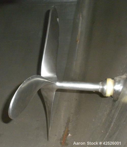 Used Pfaudler Cold Wall Tank, 5,000 Gallon, 304 Stainless Steel, Horizontal. 96" Diameter x 150" straight side, dished heads. Dimple jacket rated 150 PSI @ 365 degrees F.  (1) Head mounted agitator w...