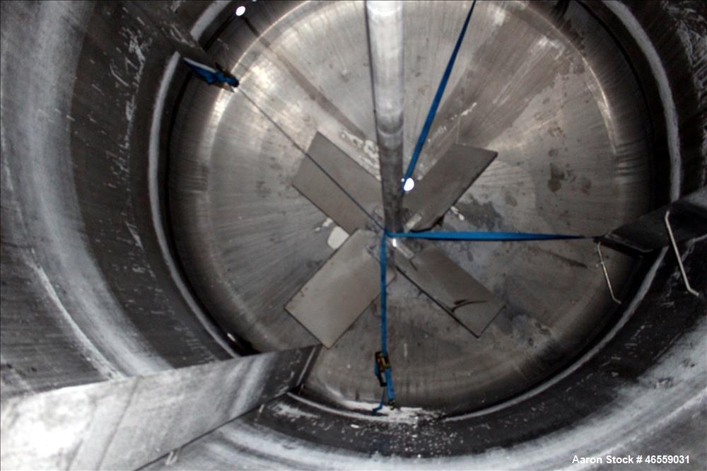 Used Precision Stainless Mixing Tank, 10,000 Gallon, 316L Stainless Steel, Vertical. Approximate 144" diameter x 142" straight side. Dished top and bottom heads. Insulated, 304 stainless steel dimple...