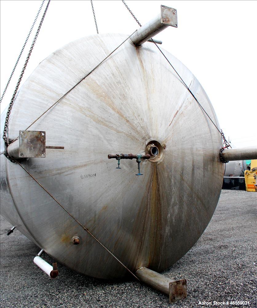 Used Precision Stainless Mixing Tank, 10,000 Gallon, 316L Stainless Steel, Vertical. Approximate 144" diameter x 142" straight side. Dished top and bottom heads. Insulated, 304 stainless steel dimple...