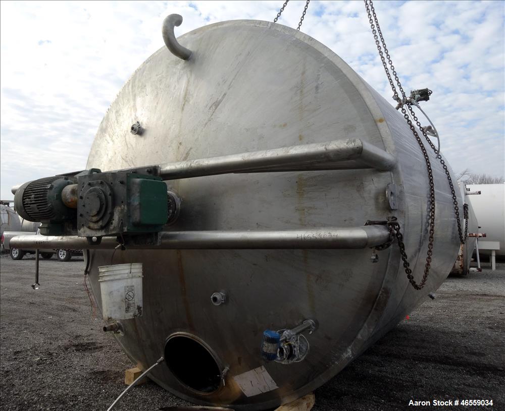 Used Precision Stainless Mixing Tank, 12,000 Gallon, 316L Stainless Steel, Vertical. Approximate 144" diameter x 166" straight side. Dished top and bottom heads. Insulated. 304L Stainless steel dimpl...