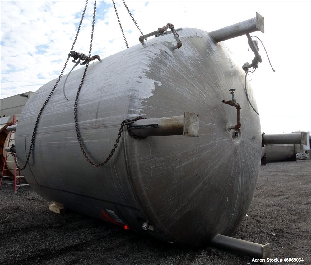 Used Precision Stainless Mixing Tank, 12,000 Gallon, 316L Stainless Steel, Vertical. Approximate 144" diameter x 166" straight side. Dished top and bottom heads. Insulated. 304L Stainless steel dimpl...