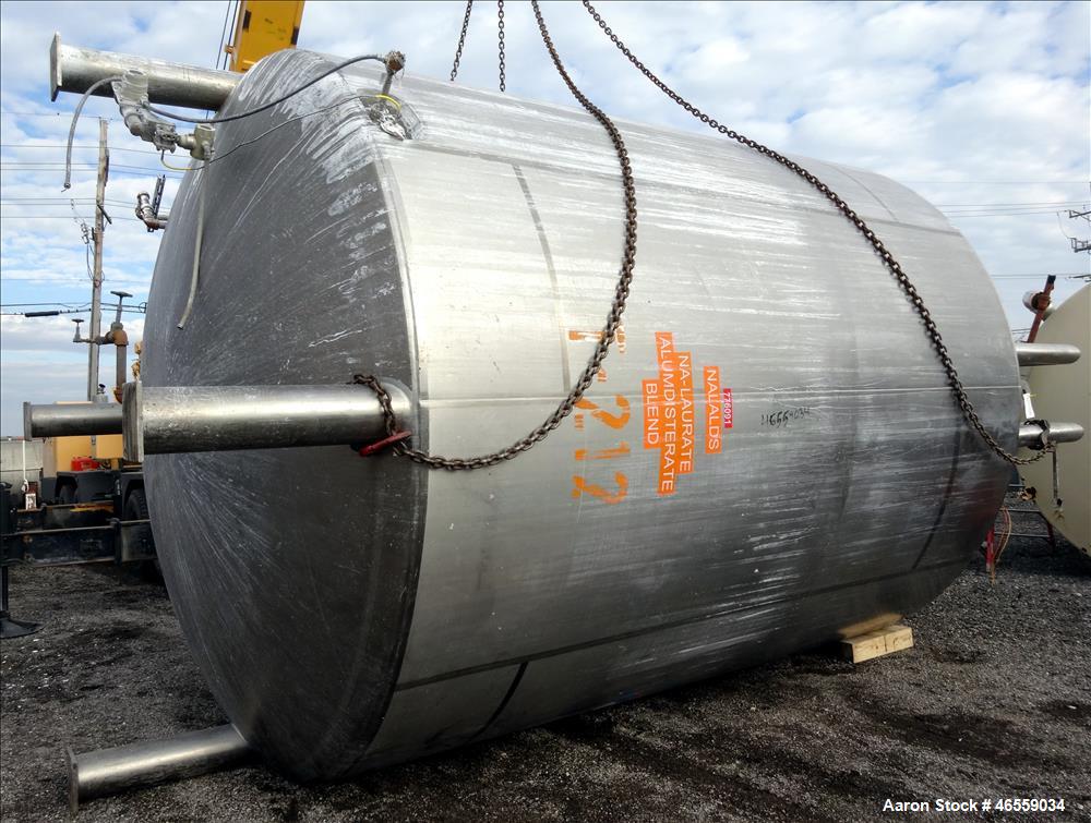Used Precision Stainless Mixing Tank, 12,000 Gallon, 316L Stainless Steel, Vertical. Approximate 144" diameter x 166" straight side. Dished top and bottom heads. Insulated. 304L Stainless steel dimpl...