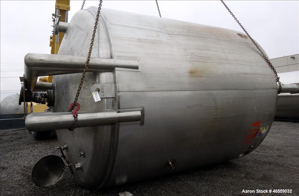 Used Precision Stainless Mixing Tank, 10,000 Gallon, 316L Stainless Steel, Vert