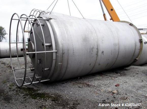 Used Robert Mitchell Pressure Tank, 10,000 Gallon, 316L Stainless Steel, Vertical. Approximate 120" diameter x 192" straight side, dished top & bottom. Internal rated 14.9 psi at 70 degrees F. Openin...