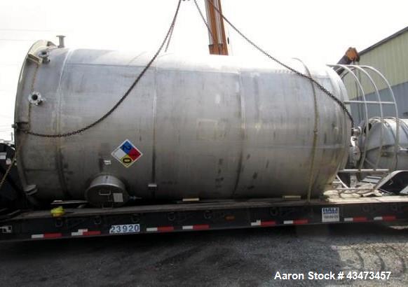 Used Robert Mitchell Pressure Tank, 10,000 Gallon, 316L Stainless Steel, Vertical. Approximate 120" diameter x 192" straight side, dished top & bottom. Internal rated 14.9 psi at 70 degrees F. Openin...