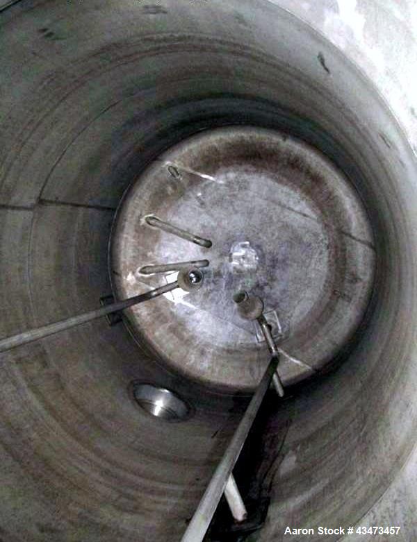 Used Robert Mitchell Pressure Tank, 10,000 Gallon, 316L Stainless Steel, Vertical. Approximate 120" diameter x 192" straight side, dished top & bottom. Internal rated 14.9 psi at 70 degrees F. Openin...