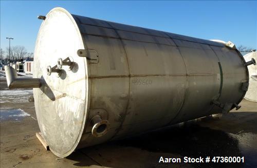 Used Roberts Company Tank, API Standard 650, Approximate 6,500 Gallons. 316L Stainless Steel, vertical. 96" Diameter x 202" straight side. Coned top, flat bottom with pitched drain. Internal rated at...