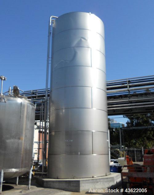 Used Santa Rosa Approximately 27,000 Gallon Vertical Stainless Steel Storage Tank. Approximately 12' diameter x 32' straight side. Sloping bottom. 16" x 20" oval side manway with cover. Built in 1999...
