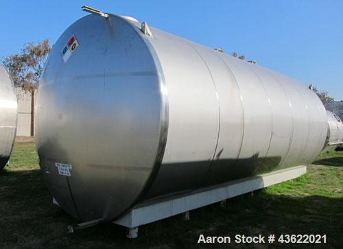 Used Santa Rosa Approximately 17,000 Gallon Stainless Steel Horizontal Storage Tank. Approximately 10'6" diameter x 25' straight side. Dished heads. 16" x 20" side oval manway with cover. 3" EBO. CIP...