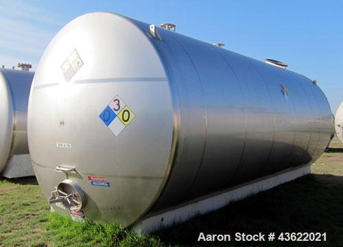 Used Santa Rosa Approximately 17,000 Gallon Stainless Steel Horizontal Storage Tank. Approximately 10'6" diameter x 25' straight side. Dished heads. 16" x 20" side oval manway with cover. 3" EBO. CIP...