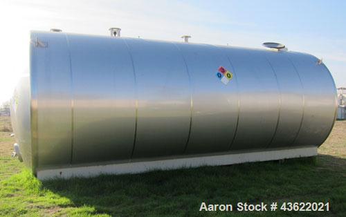 Used Santa Rosa Approximately 17,000 Gallon Stainless Steel Horizontal Storage Tank. Approximately 10'6" diameter x 25' straight side. Dished heads. 16" x 20" side oval manway with cover. 3" EBO. CIP...