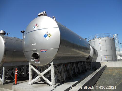 Used- Santa Rosa Approximately 17,000 Gallon Stainless Steel Horizontal Storage Tank. Approximately 10'6" diameter x 25' str...