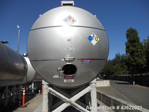 Used- Santa Rosa Approximately 17,000 Gallon Stainless Steel Horizontal Storage Tank. Approximately 10'6" diameter x 25' str...