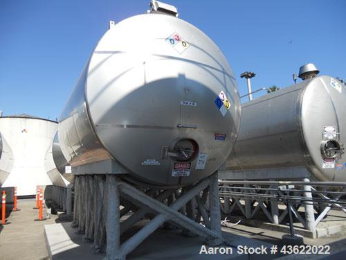 Used Santa Rosa 10,000 Gallon Stainless Steel Horizontal Storage Tank. Approximately 10'6" diameter x 14'6" straight side. Dished heads. 16" x 20" side oval manway with cover. 3" EBO. CIP spray ball....