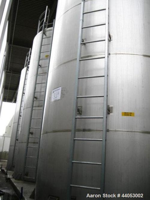 Used Santa Rosa Stainless Steel Storage Tank. API Standard 650. 10,985 Gallon Capacity. Type 304SS Material Construction. Vertical Design. Approximate 10’ Diameter x 18’ Straight Side.  Internal Atmo...