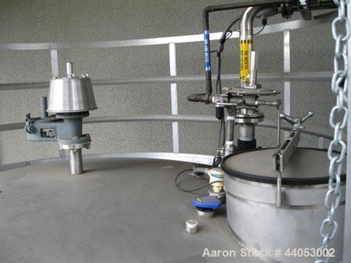 Used Santa Rosa Stainless Steel Storage Tank. API Standard 650. 10,985 Gallon Capacity. Type 304SS Material Construction. Vertical Design. Approximate 10’ Diameter x 18’ Straight Side.  Internal Atmo...