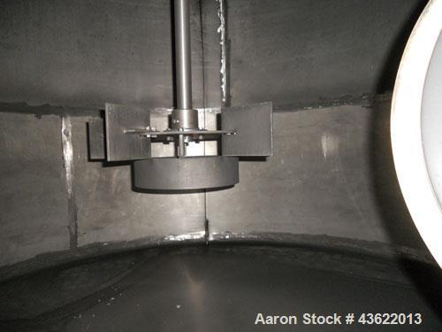 Used Saracco Tank & Mfg Approximately 5,200 Gallon Stainless Steel Storage Tank. Approximately 9' diameter x 11' straight side. Flat bottom and slight cone top. Various top openings including a 17" m...