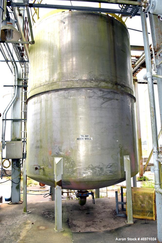 Used Southwest Tank & Treater Tank, 5000 Gallon, Stainless Steel, Vertical. Approximate 108" Diameter x 136" straight side, flat top, dish bottom. Top entering Jensen agitator, model 1105-5/100, seri...