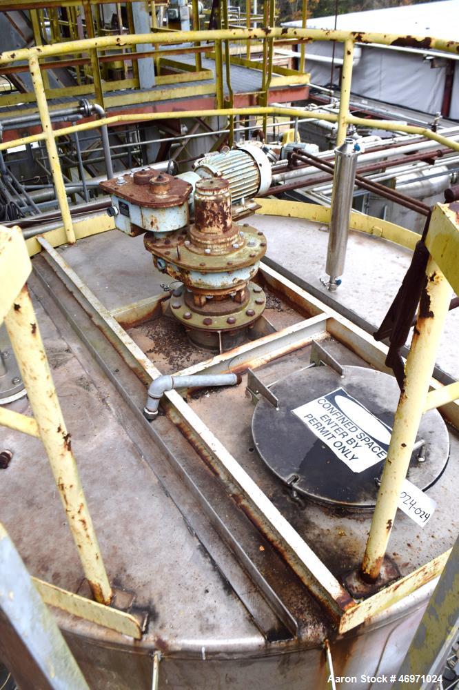 Used Southwest Tank & Treater Tank, 5000 Gallon, Stainless Steel, Vertical. Approximate 108" Diameter x 136" straight side, flat top, dish bottom. Top entering Jensen agitator, model 1105-5/100, seri...