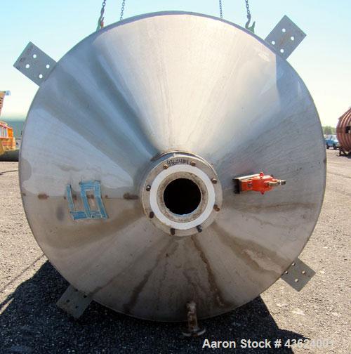 Used Springs Fabrication Product Hopper/Silo, 739.44 cubic feet (5533 gallon), 304 stainless steel, vertical. Approximately 78" diameter x 236" straight side. Flat welded top, 48" coned bottom, rated...