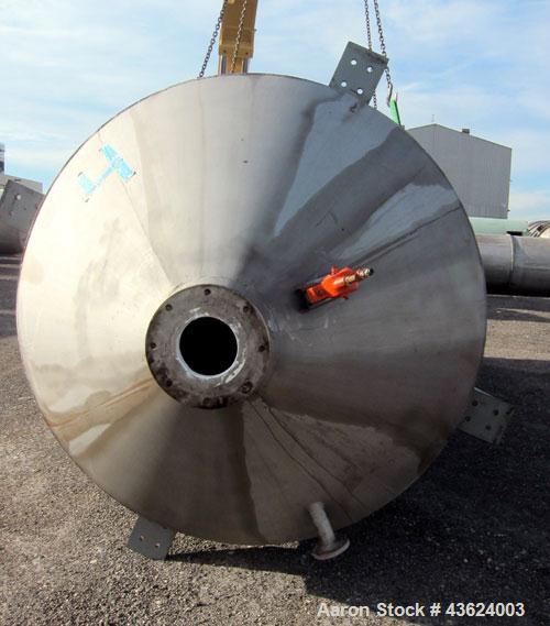 Used Springs Fabrication Product Hopper/Silo, 739.44 cubic feet (5533 gallon), 304 stainless steel, vertical. Approximately 78" diameter x 236" straight side. Flat welded top, 48" coned bottom, rated...