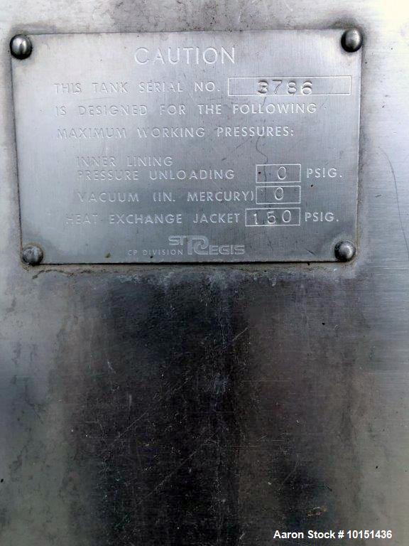 Used 5500 Gallon St. Regis Jacketed Mix Tank, 304 Stainless Steel