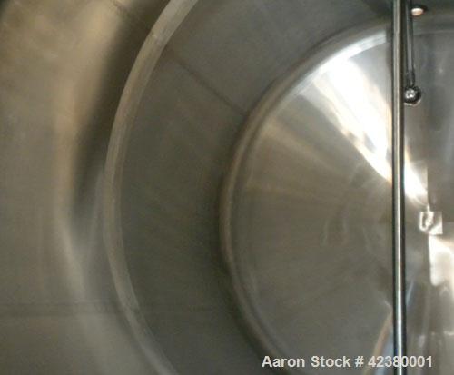 Used St. Regis Tank, Approximately 5000 Gallon, 304 stainless steel, horizontal. 96" Diameter x 150" straight side, dished heads. Bottom 1/2 dimple jacketed, rated 150 psi. (2) Internal CIP spray bal...