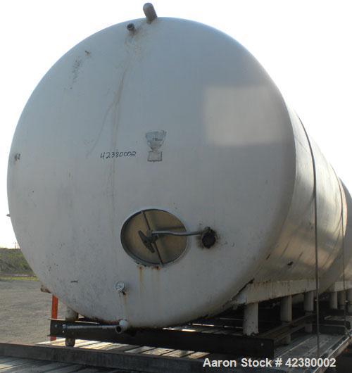 Used St. Regis Tank, Approximately 5000 Gallon, 304 stainless steel, horizontal. 96" Diameter x 150" straight side, dished heads. Bottom 1/2 dimple jacketed, rated 150 psi. (2) Internal CIP spray bal...
