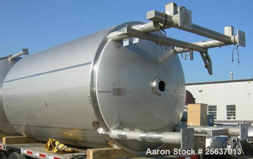 Used- Stainless Fabrication Tank, 5,000 gallon, 316L stainless steel. 96" diameter x 164" straight side, dished top and bott...