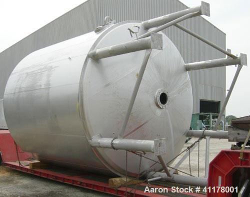 Used Stainless Fabrication Kettle, 15,000 Gallon, 316L Stainless Steel, Vertical. 158" diameter x 167" straight side, dished top and bottom. Dimple jacket on side wall only, rated 100 psi at 338 deg....