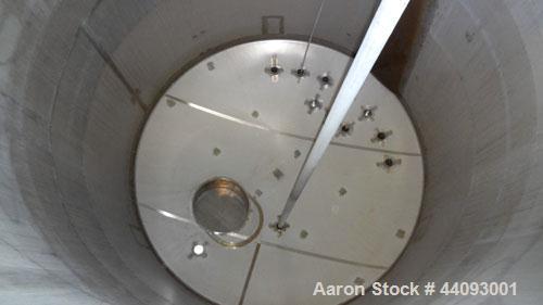 Used Stainless Metals Inc Tank, 8800 Gallon, 304L Stainless Steel, Vertical. Approximate 120" diameter x 180" straight side, dished top, flat bottom. Openings top (12) 3", 24" man way with cover, sid...
