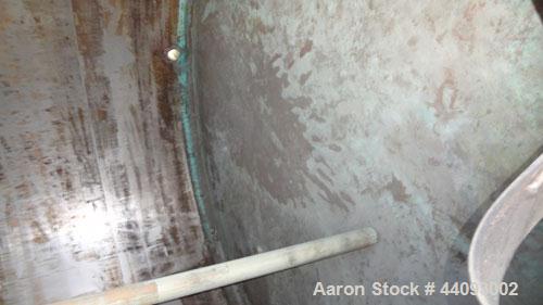 Used Stainless Metals Inc Tank, 8800 Gallon, 304L Stainless Steel, Vertical. Approximate 120" diameter x 180" straight side, dished top, flat bottom. Openings top (12) 3", 24" man way with cover, sid...