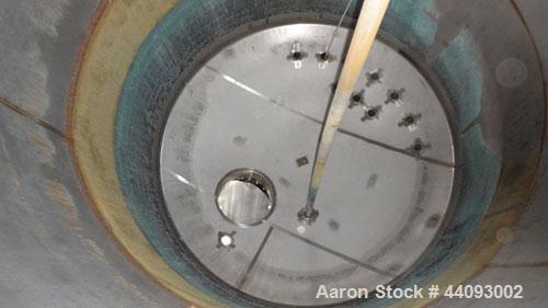 Used Stainless Metals Inc Tank, 8800 Gallon, 304L Stainless Steel, Vertical. Approximate 120" diameter x 180" straight side, dished top, flat bottom. Openings top (12) 3", 24" man way with cover, sid...