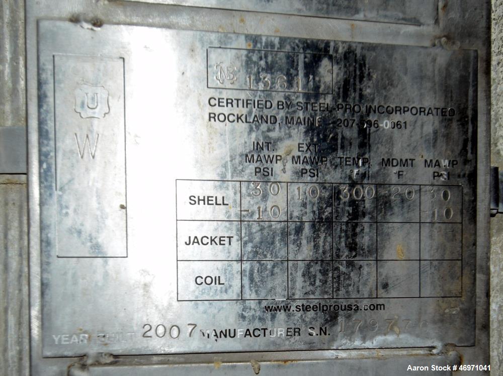 Used Steel-Pro Pressure Tank, Approximate 6300 Gallons, 304L Stainless Steel