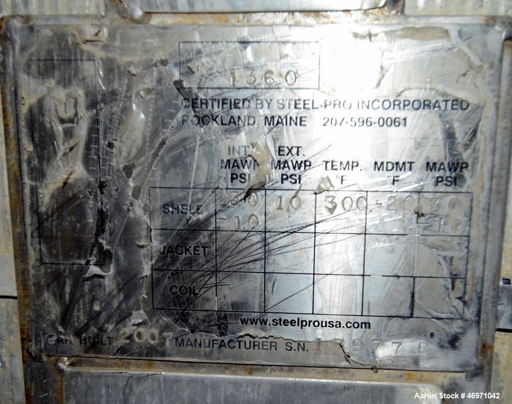 Used Steel-Pro Pressure Tank, Approximate 6300 Gallons, 304L Stainless Steel