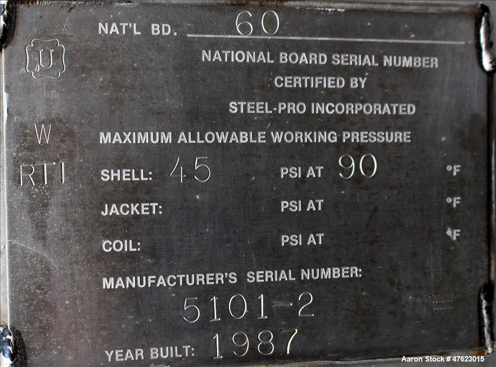 Used Steel-Pro Inc. Tank, Approximate 10,000 Gallon, 316 Stainless Steel