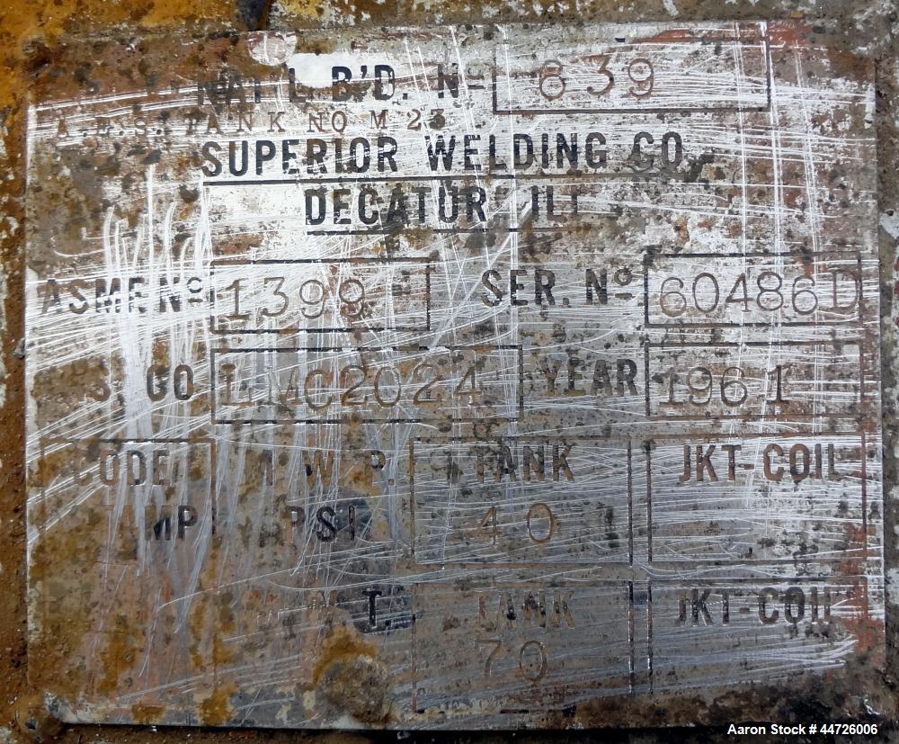 Used 13,000 Gallon Stainless Steel Superior Welding Pressure Tank, Model 2 HTA-3