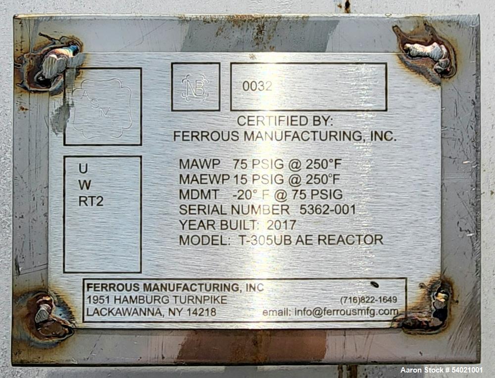 Ferrous Model T-305 UB AE Horizontal Reactor for Sale – Unused – 316L Stainless Steel