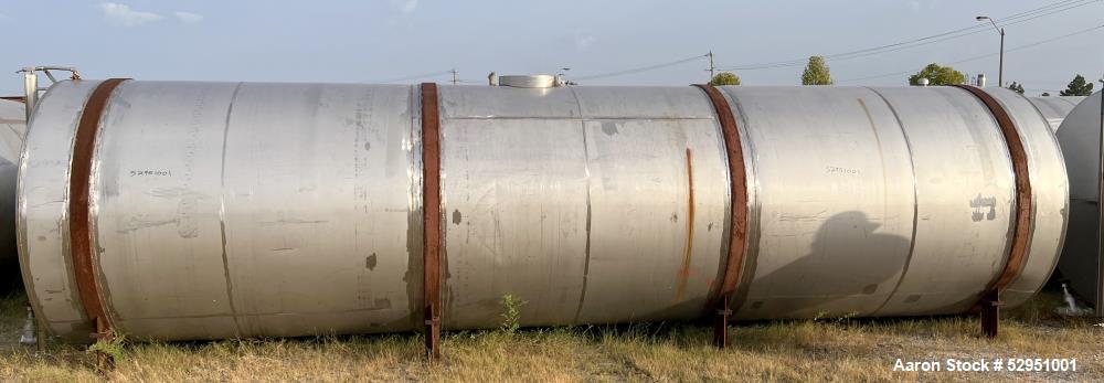 Used- Tolan Horizontal Tank, 5,800 Gallons, Stainless Steel. Approximate 78" diameter x 24' long, slight coned heads. Mounte...