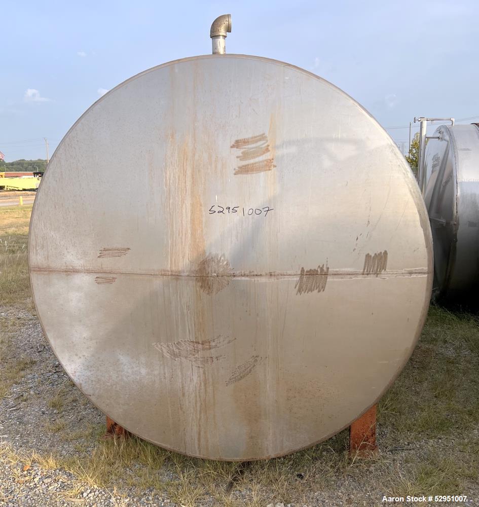 Used- Tolan Horizontal Tank, 5,800 Gallons, Stainless Steel. Approximate 78" diameter x 24' long, slight coned heads. Mounte...