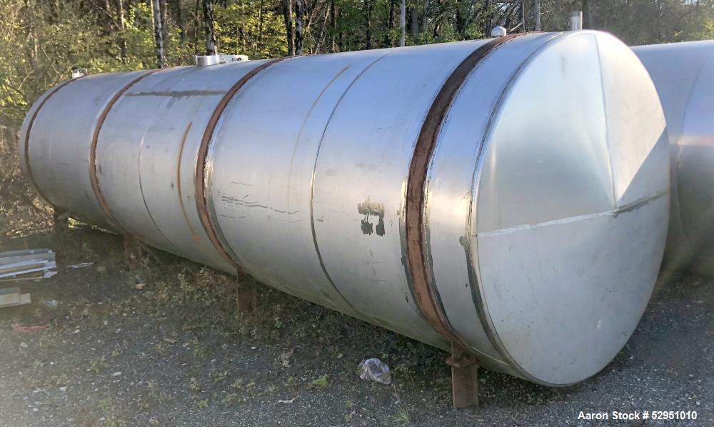 Used- Tolan Horizontal Tank, 5,800 Gallons, Stainless Steel. Approximate 78" diameter x 24' long, slight coned heads. Mounte...